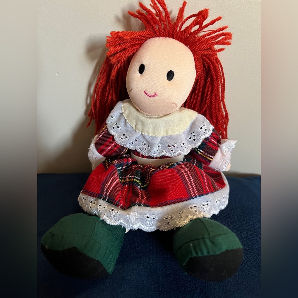 Heather Gift Company Rag Doll with Multicolor  Plaid Dress with White Details